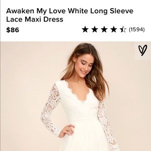 Lulus, brand new, white, lace, long sleeve dress.